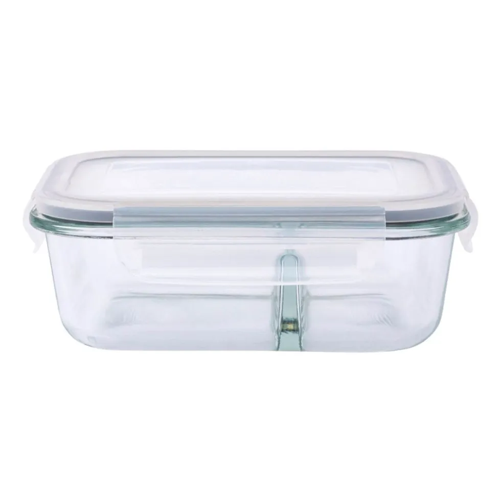 Komplet 2 szklanych pojemników Altom Design, 650 ml, 2 komory, prostokątne