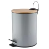 Kosz na śmieci Altom Design, 3 l, z bambusową pokrywką i pedałem, szary
