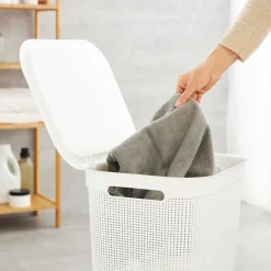 Kosz na pranie Brisen Rotho, 50 L, biały