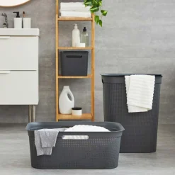 Kosz na pranie Brisen Rotho, 50 L, srebrny