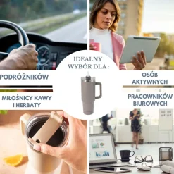 Kubek termczny z pokrywką Klausberg, 1,1 l, beżowy