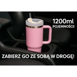 Kubek termiczny ze słomką Black Forest, 1200 ml, różowy