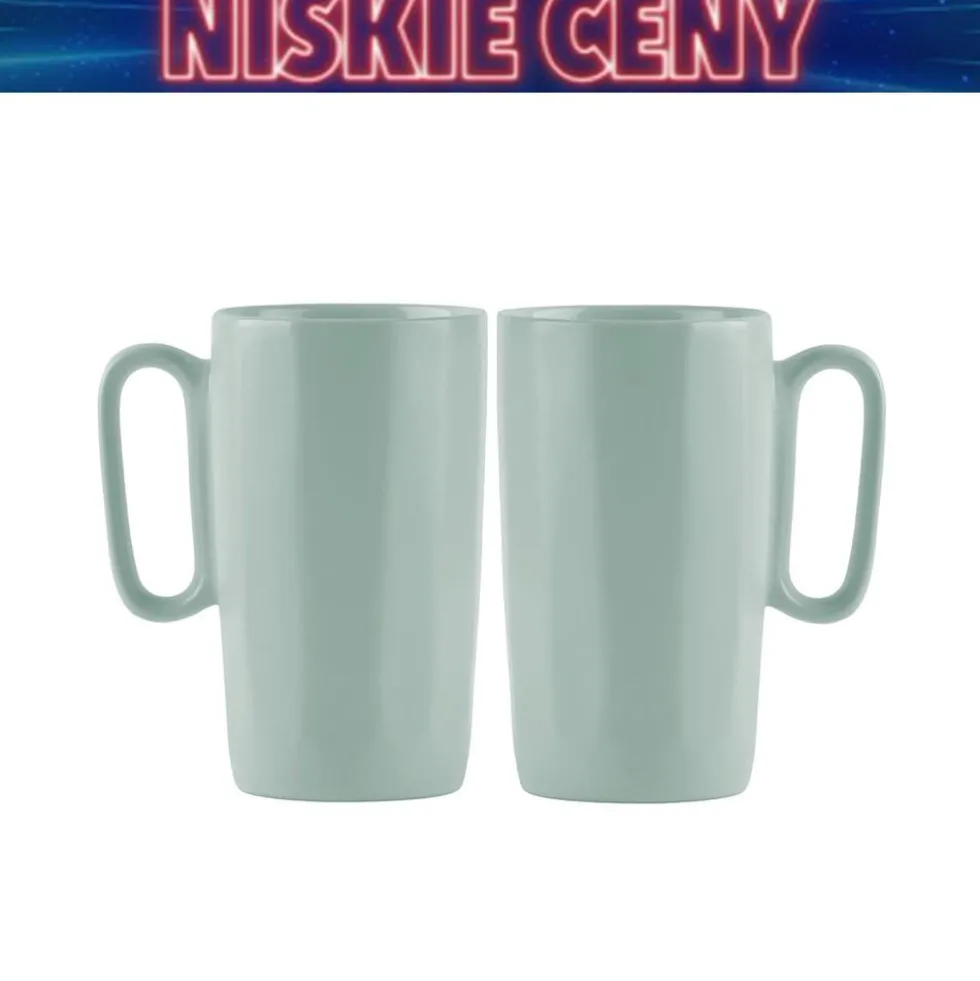 Kubki ceramiczne z uchem, Vialli Design Fuori, 330 ml, 2 sztuki, miętowe