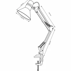 Lampa biurkowa Sanico Goldlux Worker, E27, mocowana do blatu, czarna