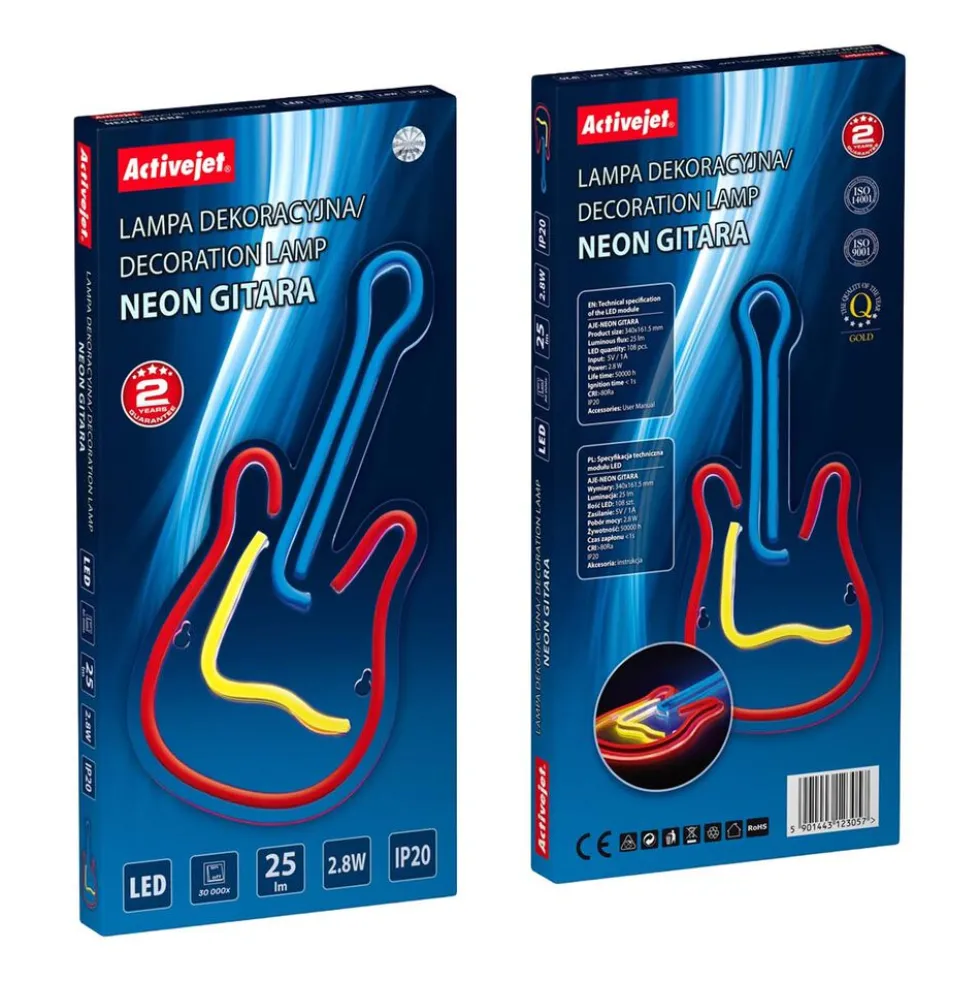 Lampa dekoracyjna LED ActiveJet Neon Gitara
