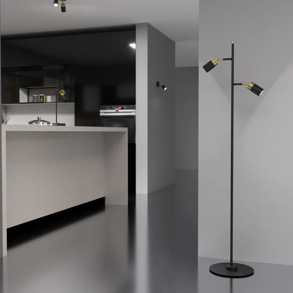 Lampa podłogowa Milagro Joker 2 x GU10, czarno-złota