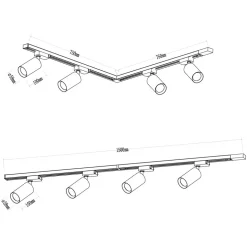 Lampa sufitowa Milagro Pipe Track 4 x GU10, na szynie, 1,5 m, złoty