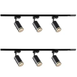 Lampa sufitowa Sanico Goldlux Paris 6 x GU10, na szynie, 2 x 1 m, czarna