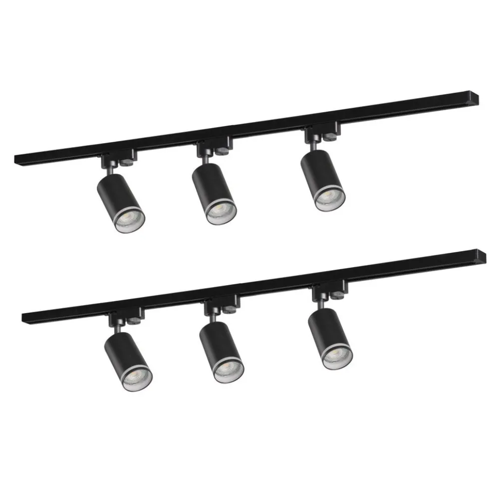 Lampa sufitowa Sanico Goldlux Paris 6 x GU10, na szynie, 2 x 1 m, czarna