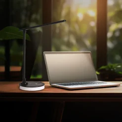 Lampka biurkowa LED Smukee, z podświetlaną podstawą, bezprzewodowa, czarna