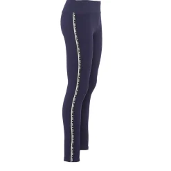 Legginsy damskie, niebieskie z lampasem Love, S/M, z wysokim stanem