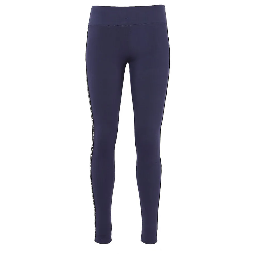 Legginsy damskie, niebieskie z lampasem Love, S/M, z wysokim stanem
