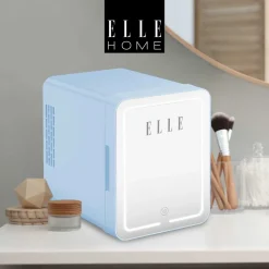 Minilodówka na kosmetyki Elle Home, z lusterkiem LED, 4 l, niebieska