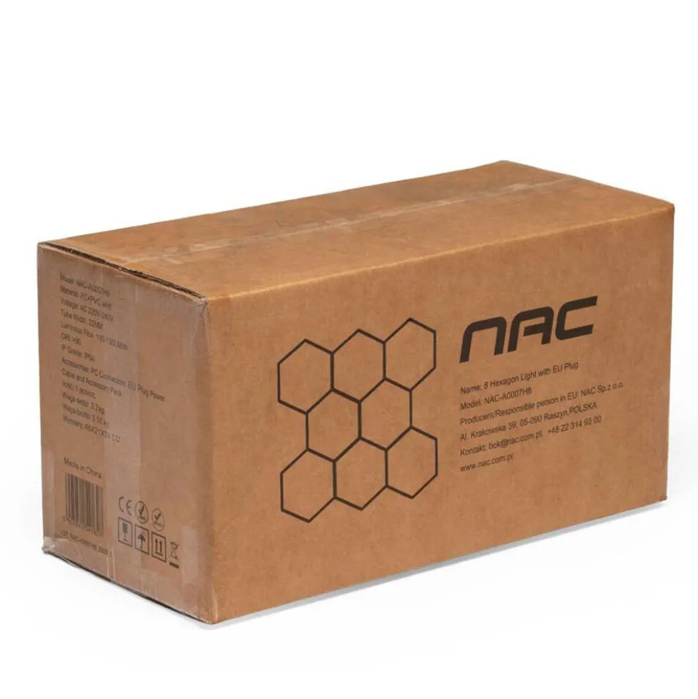 Modułowa lampa LED NAC-A0007H8 Hexagon, 4000K, 245 W, 8 modułów