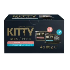 Mokra karma dla kotów Kitty, mus, łosoś i tuńczyk, 16 x 85 g
