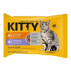 Mokra karma dla kotów Kitty, saszetki, mix smaków, 72 x 100 g