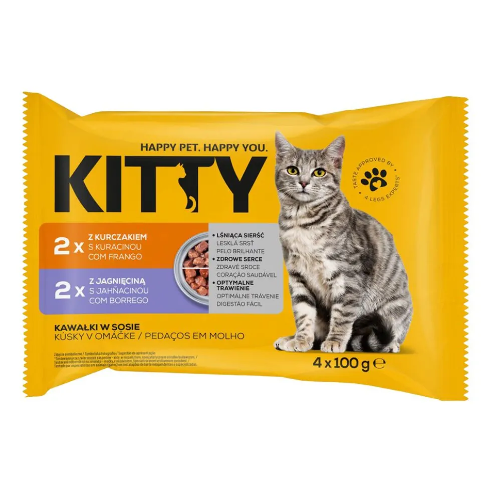 Mokra karma dla kotów Kitty, saszetki, mix smaków, 72 x 100 g