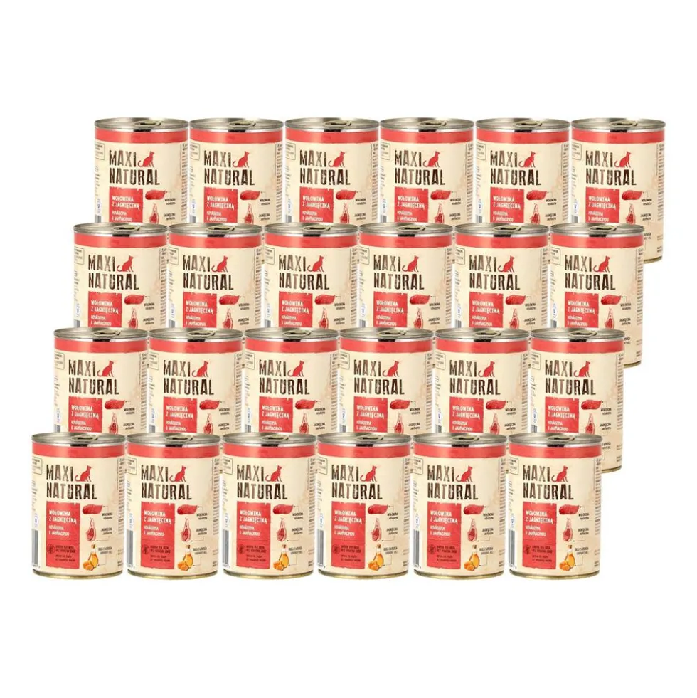 Mokra karma dla kotów Maxi Natural, wołowina z jagnięciną, 24 x 400 g