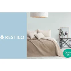 Narzuta na łóżko dwustronna 200 x 220 cm Restilo Softa, beżowa