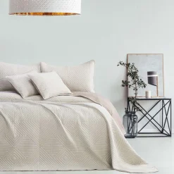 Narzuta na łóżko dwustronna 200 x 220 cm Restilo Softa, beżowa