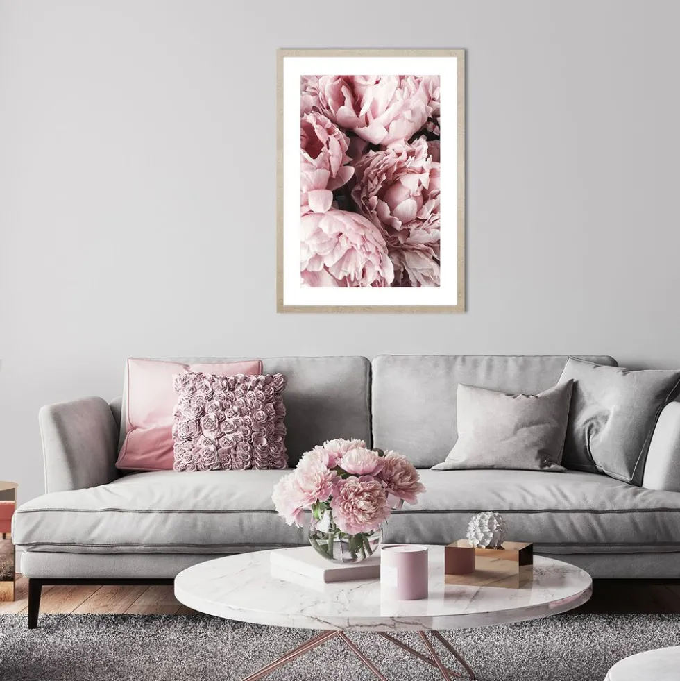 Obraz w ramie, 50 x 70 cm, peonie