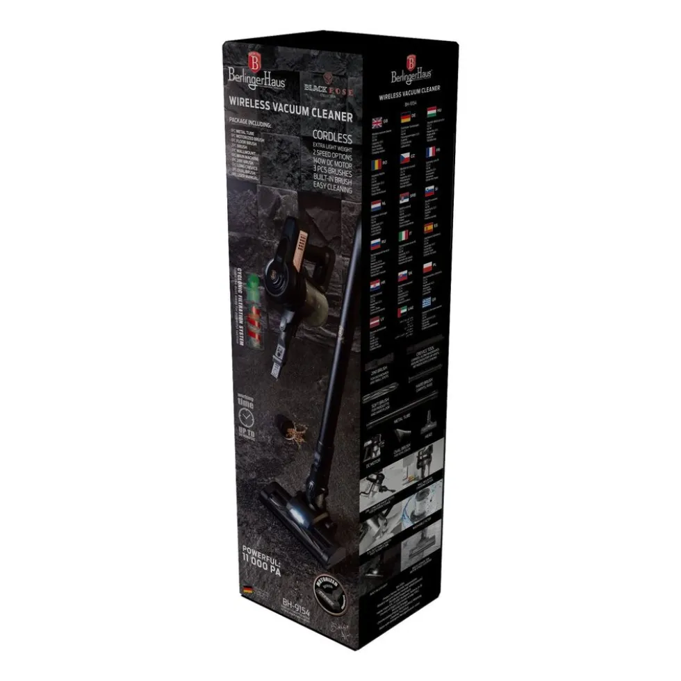 Odkurzacz pionowy BerlingerHaus Black Rose, bezprzewodowy, 140 W
