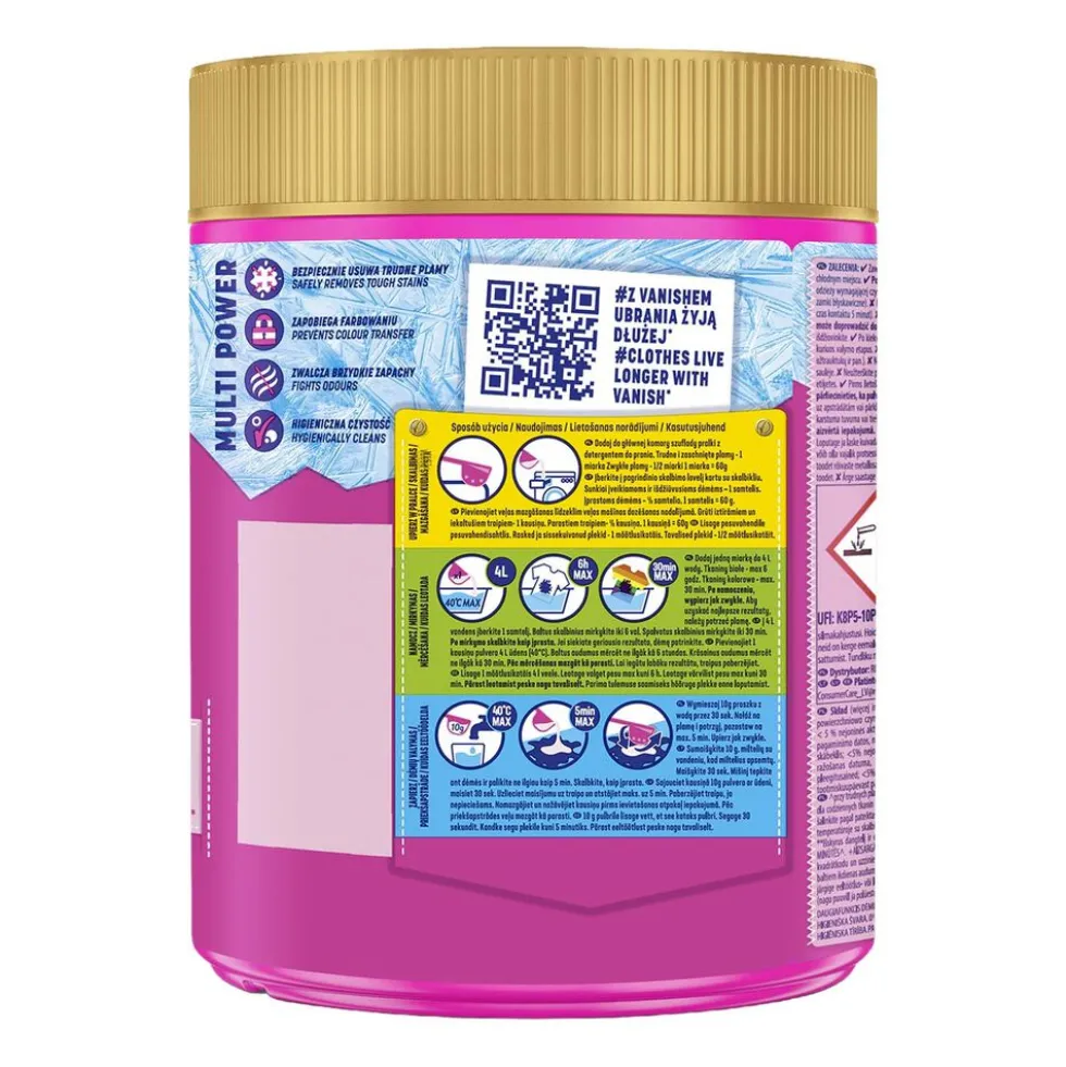 Odplamiacz do tkanin Vanish Oxi Action Pink, 470 g