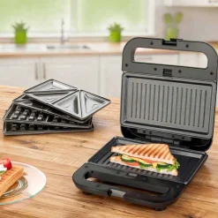 Opiekacz do kanapek 3 w 1 Hoffen, 850 W, czarny