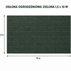 Osłona na ogrodzenie Gardenic, 1,5 x 10 m, HDPE, zielona