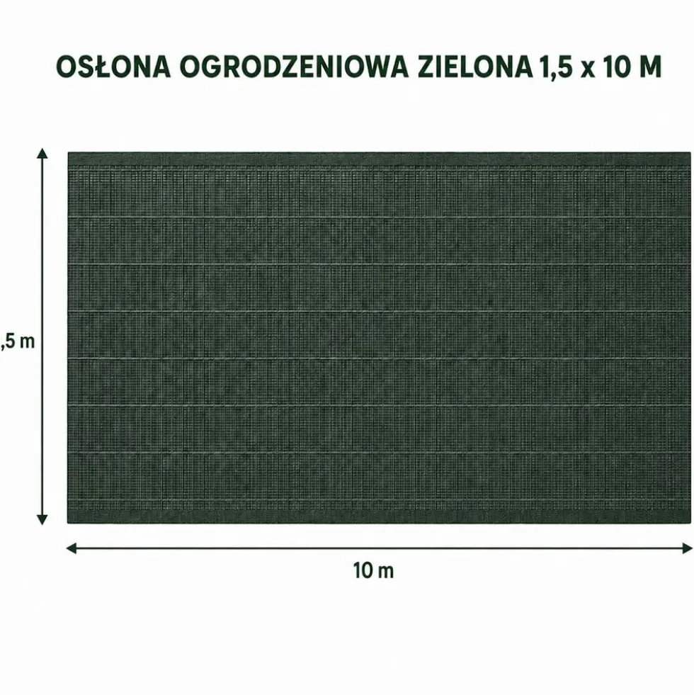 Osłona na ogrodzenie Gardenic, 1,5 x 10 m, HDPE, zielona