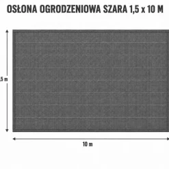 Osłona na ogrodzenie Gardenic, 1,5 x 10 m, HDPE, szara