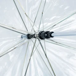 Parasol, 90 cm, przezroczysty, różowa lamówka
