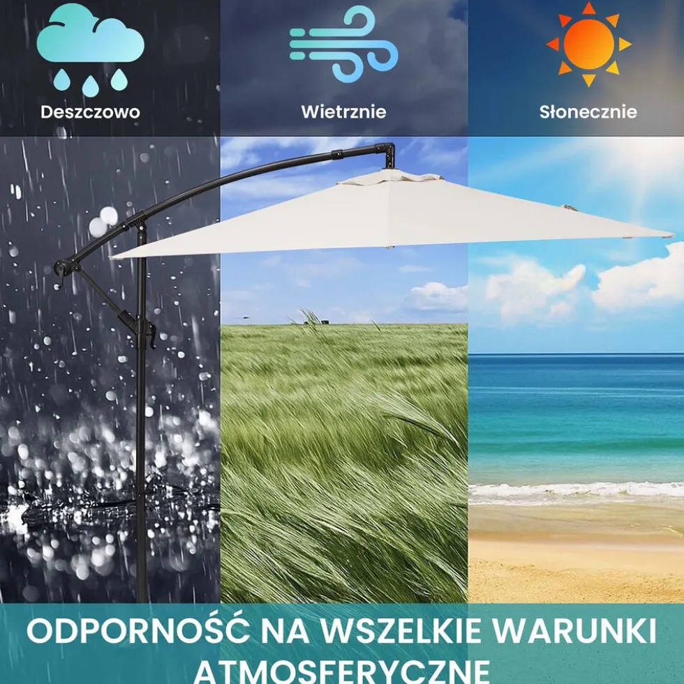 Parasol ogrodowy Black Forest, 300 cm, na wysięgniku, bez boczków, beżowy