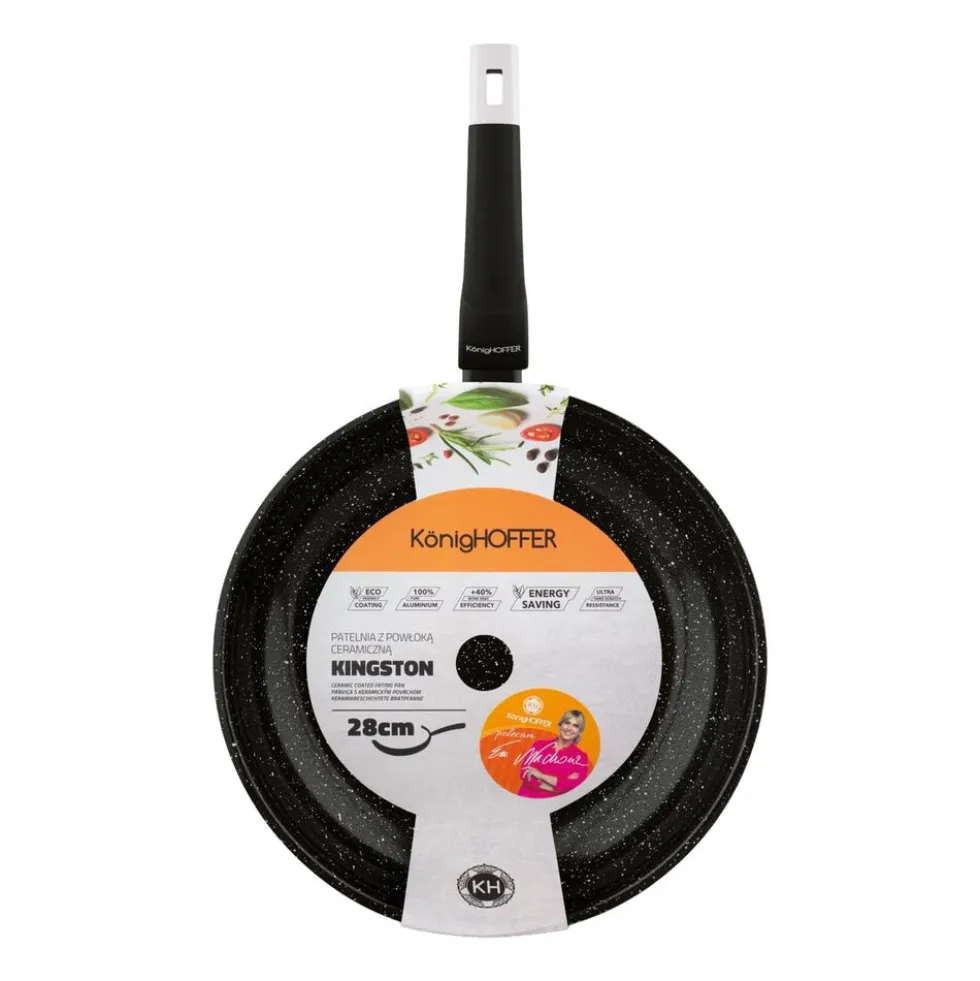 Patelnia aluminiowa Konighoffer Kingstone, 28 cm, powłoka ceramiczna, czarna