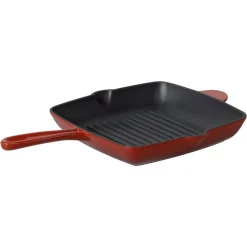 Patelnia grillowa 26 cm MG Home Infinito, żeliwna, czerwona