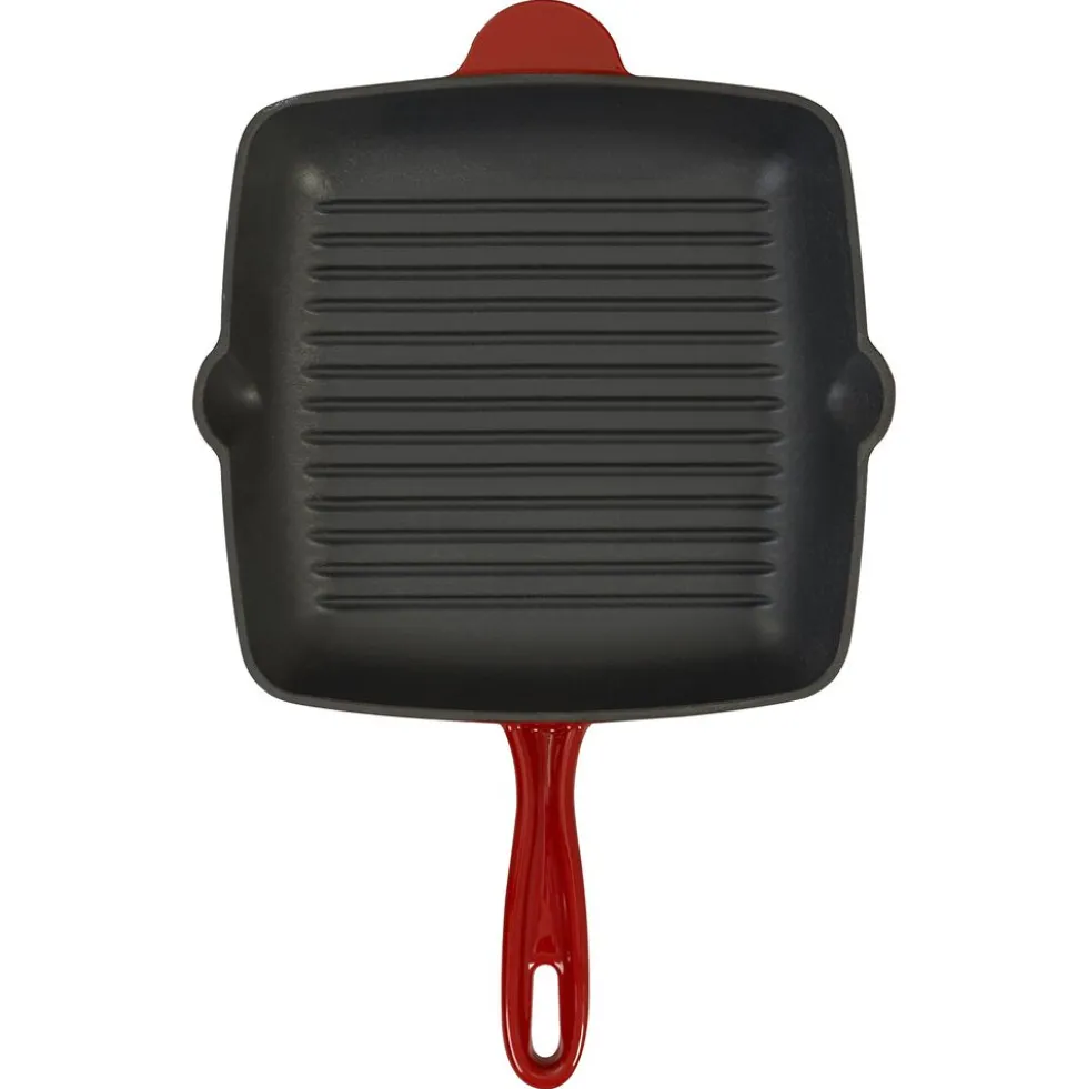 Patelnia grillowa 26 cm MG Home Infinito, żeliwna, czerwona