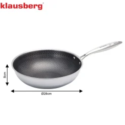Patelnia wok Klausberg, stal nierdzewna, 28 cm, konstrukcja Triply