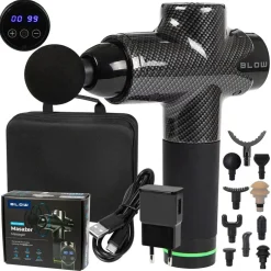Pistolet do masażu Blow Wave 5000, 10 końcówek, 30 poziomów intensywności