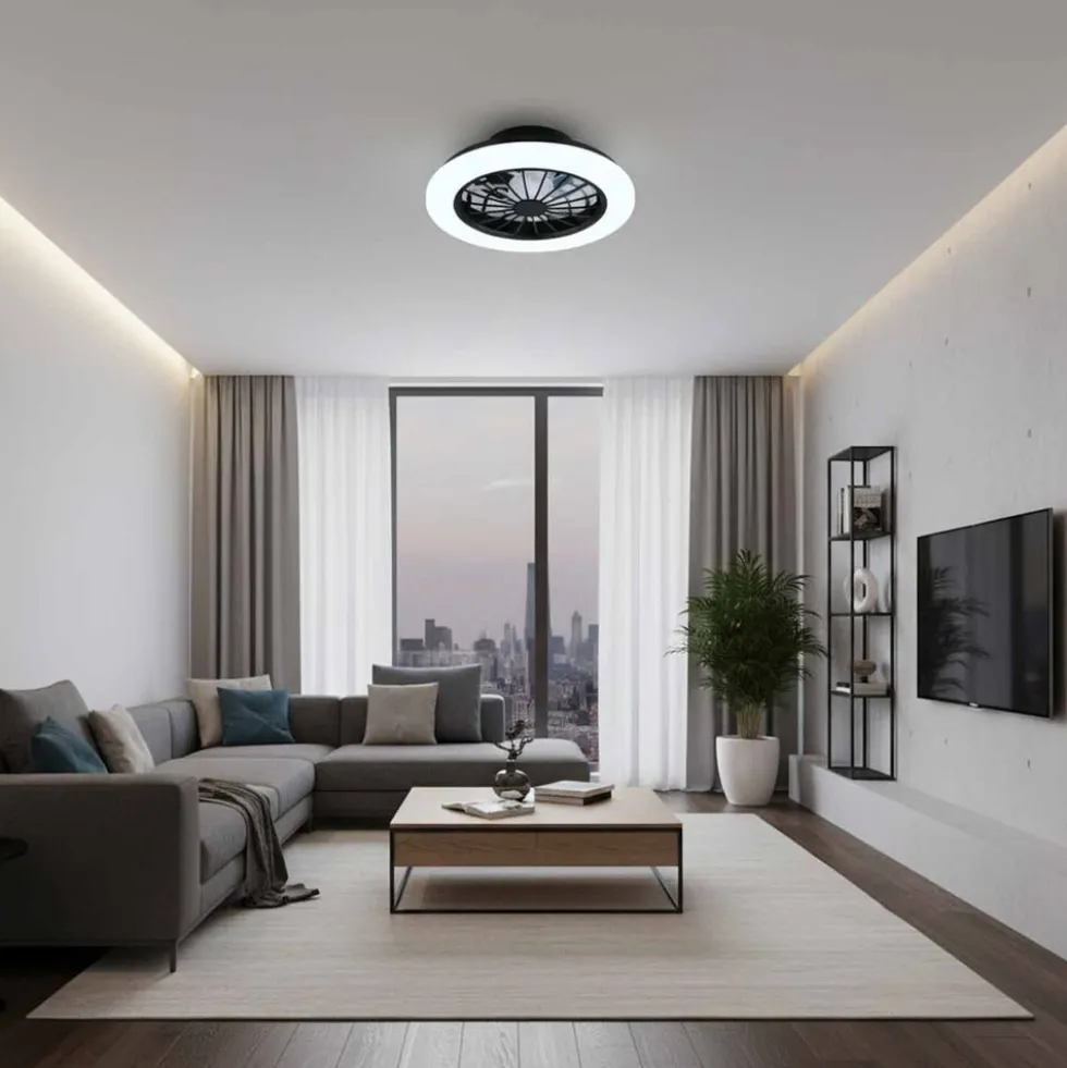 Plafon LED Sanico Goldlux Ghana, 38,5 cm, z wentylatorem, pilot IR