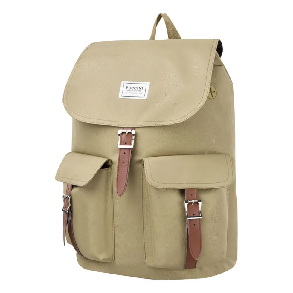 Plecak miejski materiałowy Puccini Legacy, 20 l, beżowy