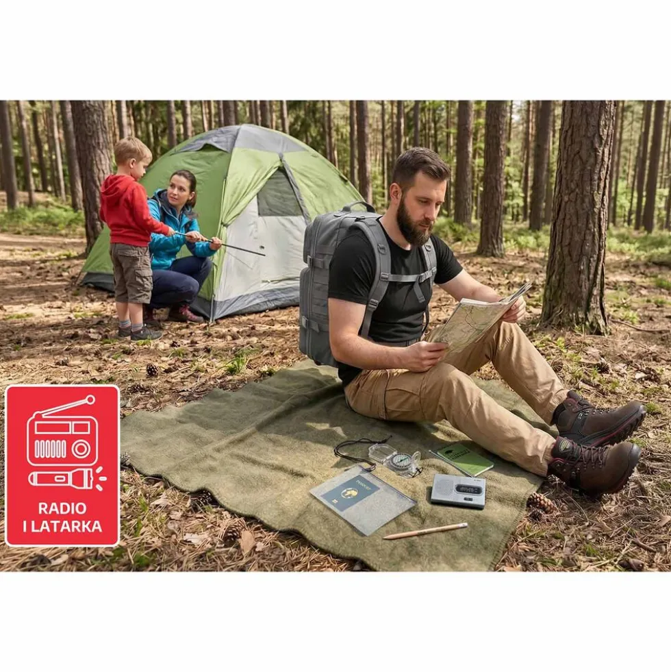 Plecak survivalowy Wild Trek MobiPack, 14,4 l, z wyposażeniem, grafitowy