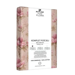 Pościel bawełniana 140 x 200 cm Pation Home Flora, beżowa