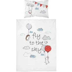 Pościel dziecięca 90 x 120 cm Mayamoo, słoń z balonikiem, niebieska