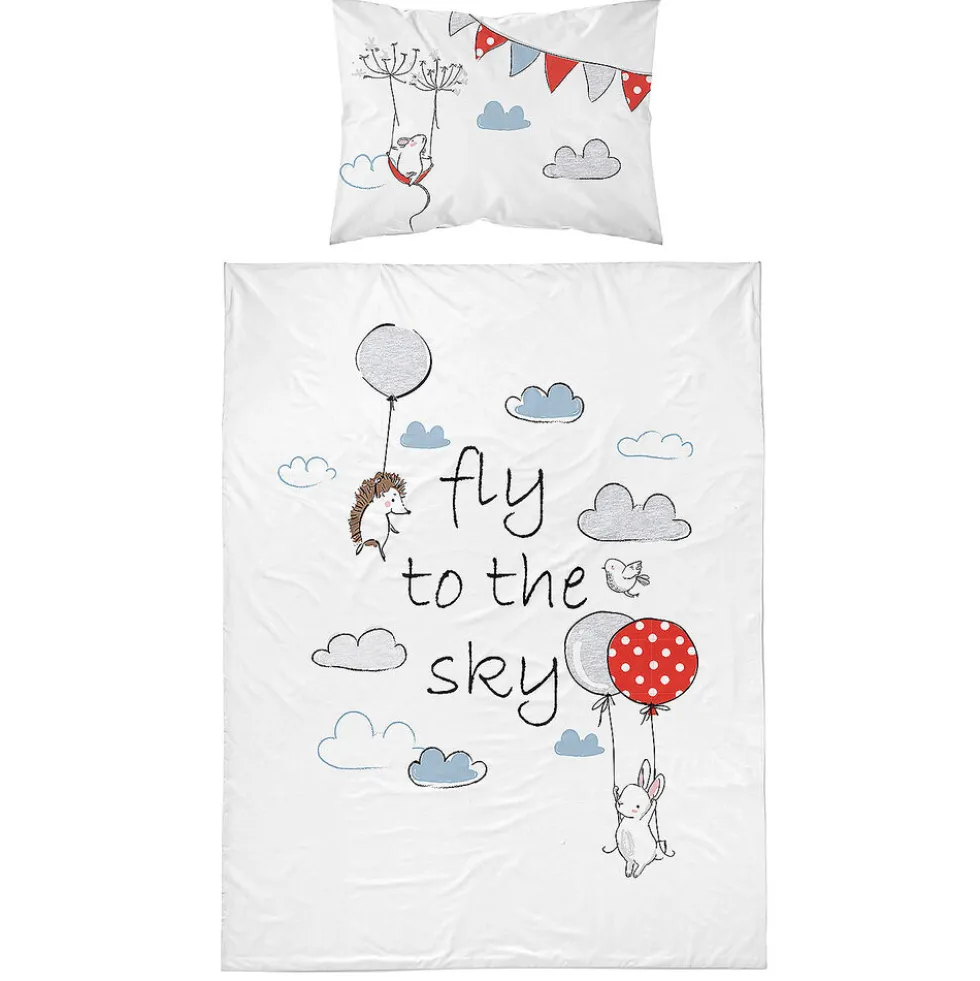 Pościel dziecięca 90 x 120 cm Mayamoo, słoń z balonikiem, niebieska