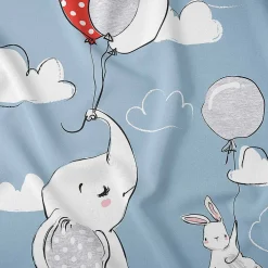 Pościel dziecięca 90 x 120 cm Mayamoo, słoń z balonikiem, niebieska