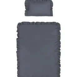 Pościel niemowlęca 90 x 120 cm Pure, z falbaną, grafitowa