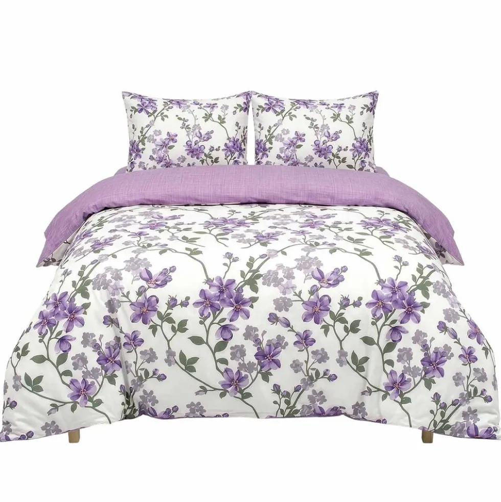 Pościel satynowa 160 x 200 cm Domarex Natural Lavender, lawenda, fioletowa