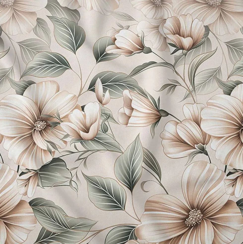 Pościel satynowa 140 x 200 cm Home Satin, beżowa w kwiaty
