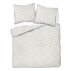 Pościel z perkalu 160 x 200 cm Lame Percale, niebiesko-żółte kwiaty