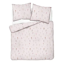 Pościel z perkalu 160 x 200 cm Lame Percale, kolorowe kwiatki, różowa